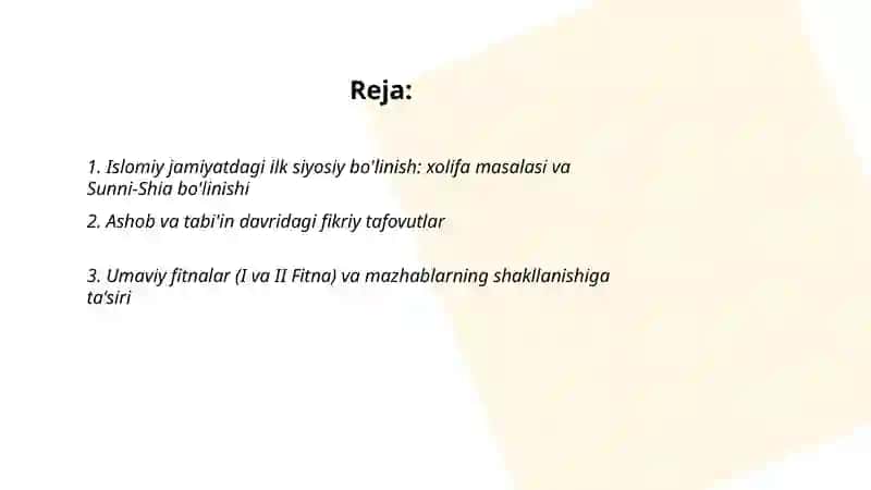 Islomdagi mazhablarning paydo boʻlishi 2
