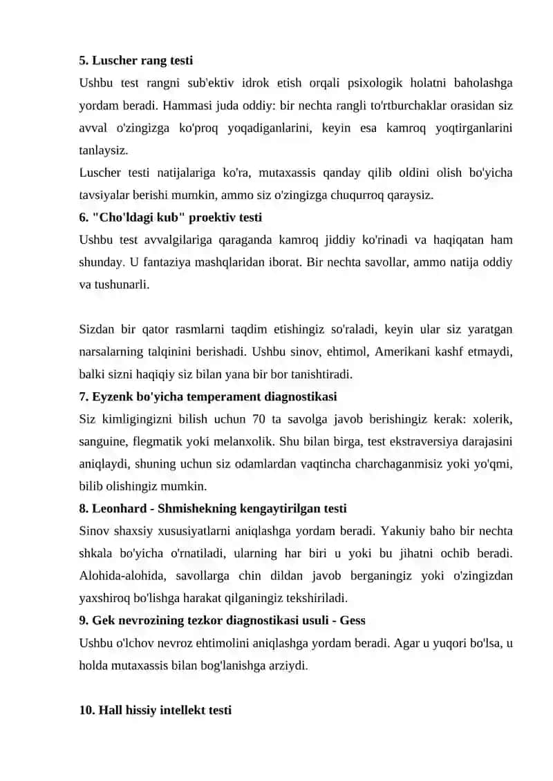 BEVOSITA ASSOTSIATIV TESTLAR 2