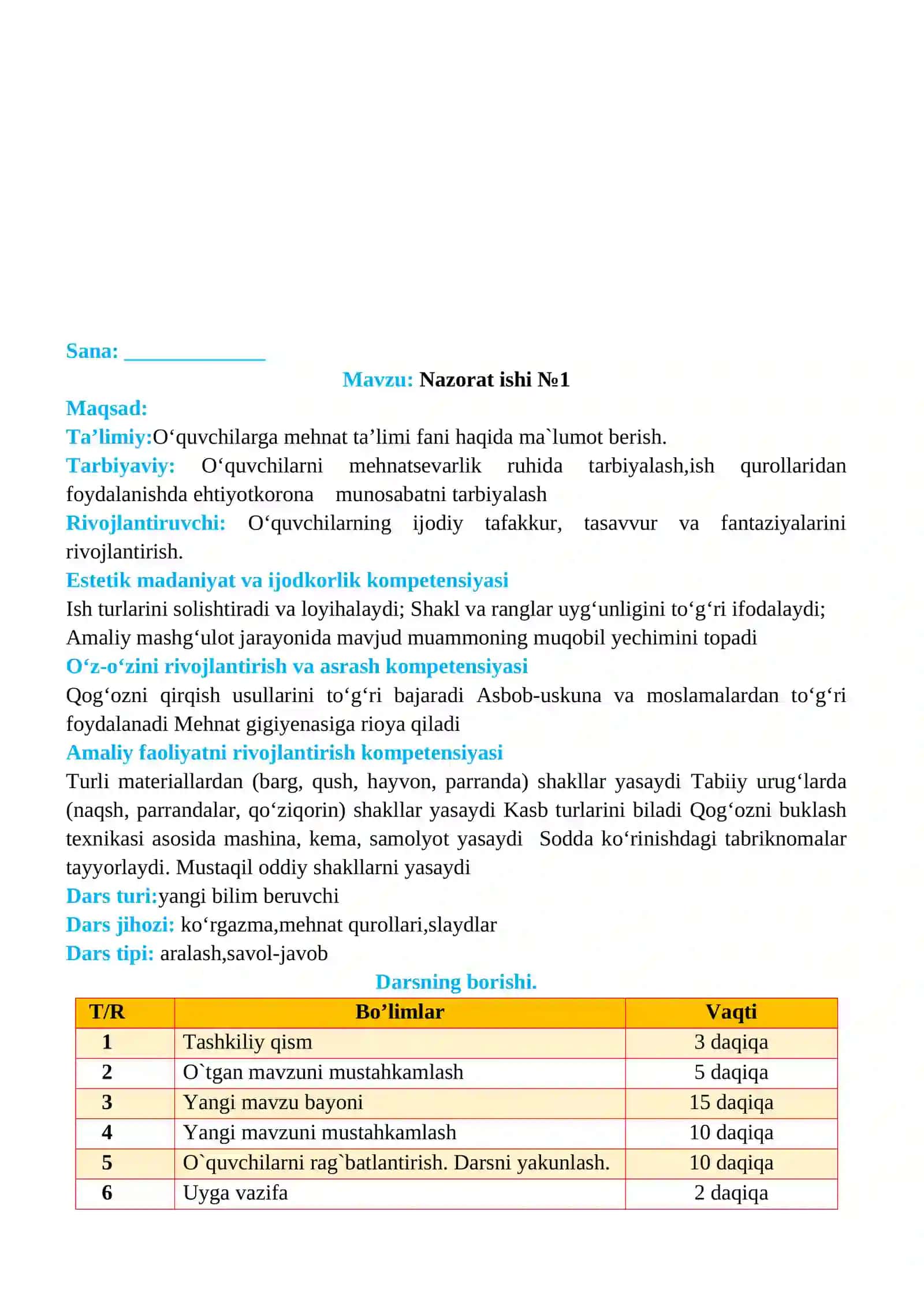 3-sinf Texnologiya fanidan 1-Nazorat ishi 2