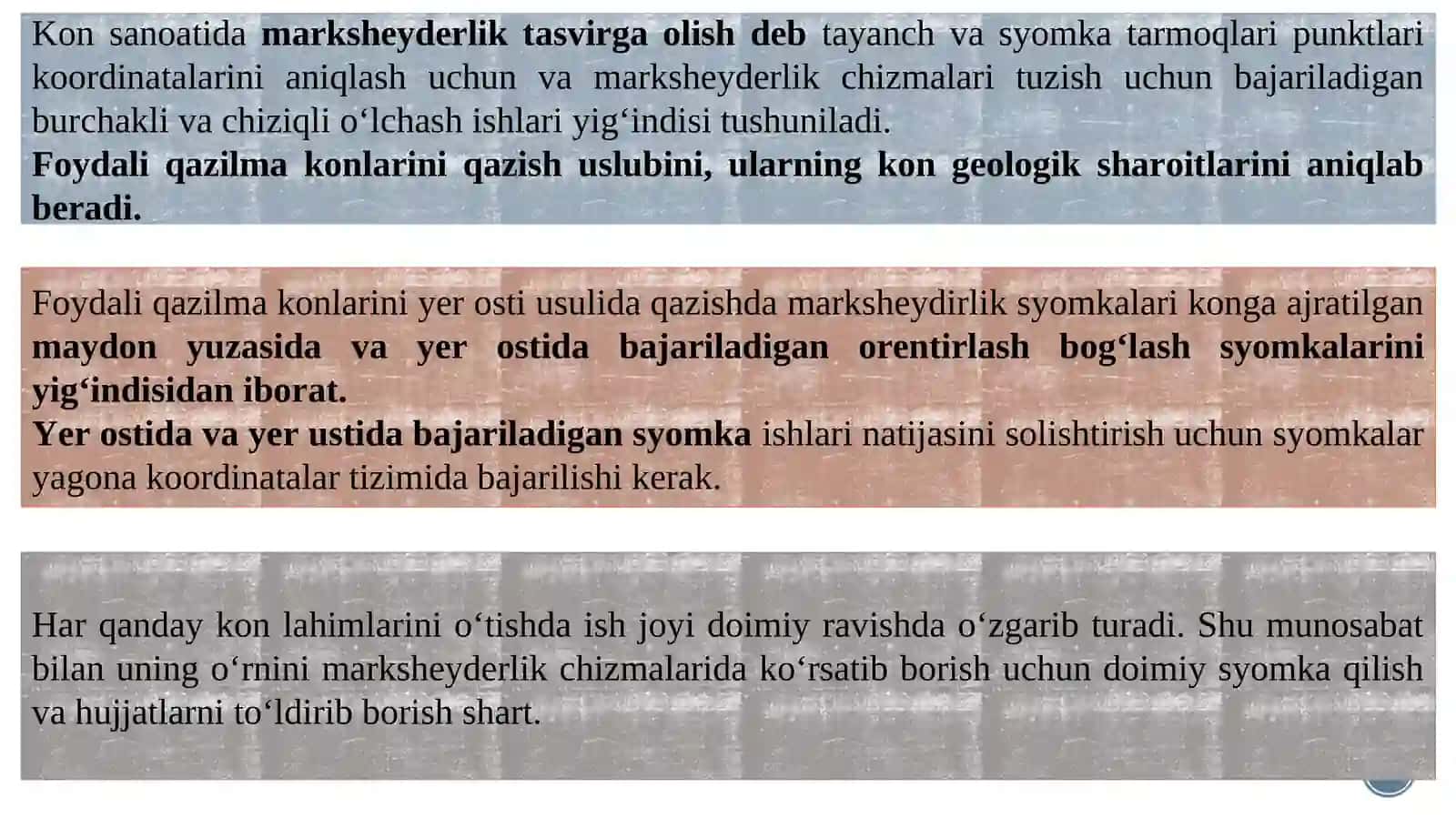 Konchiliksanoatida marksheyderlik tasvirga olish 2