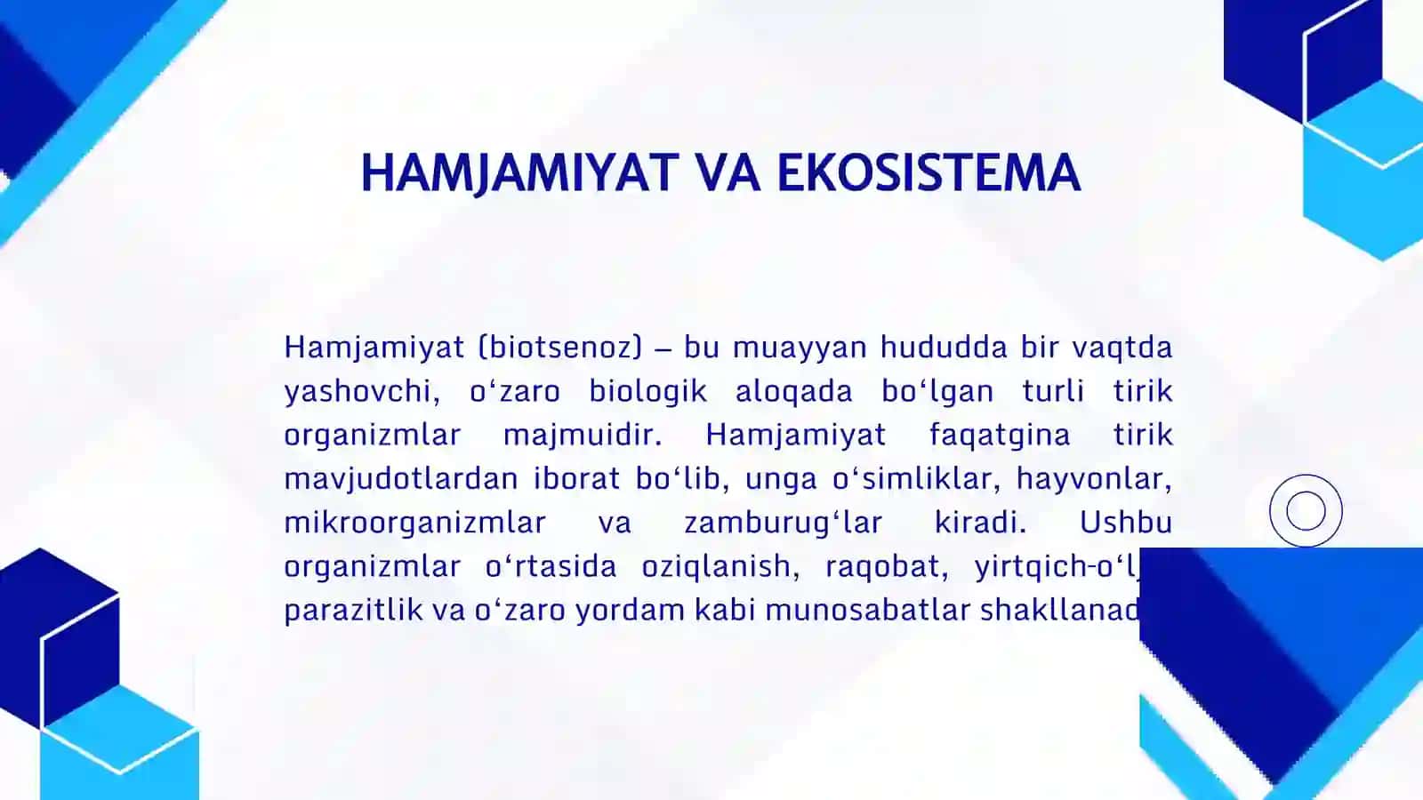 Hamjamiyat va ekosistema 2