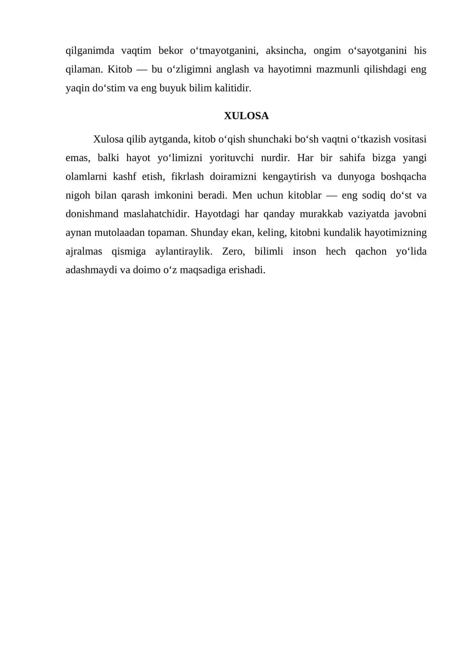 KITOB O'QISH — BILIM KALITI 2