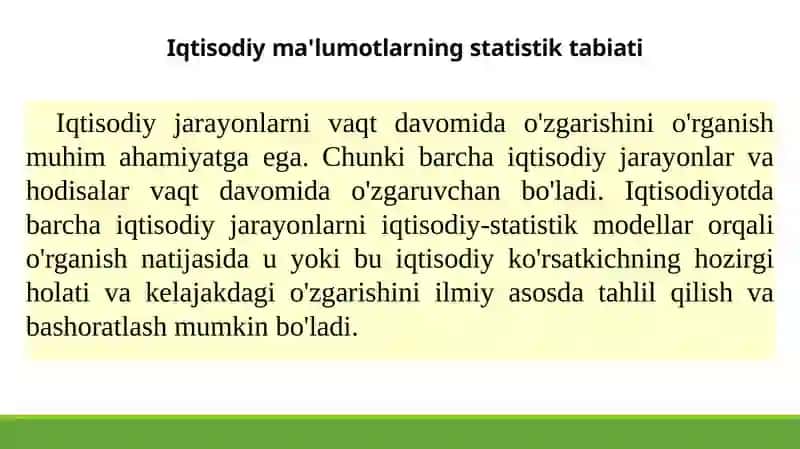 EKONOMETRIK MODELLARNING AXBOROT TA’MONI 2