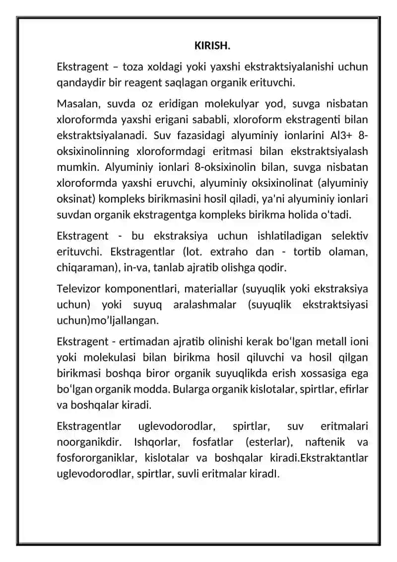 Ekstragentlar tanlashning ilmiy asoslari 2