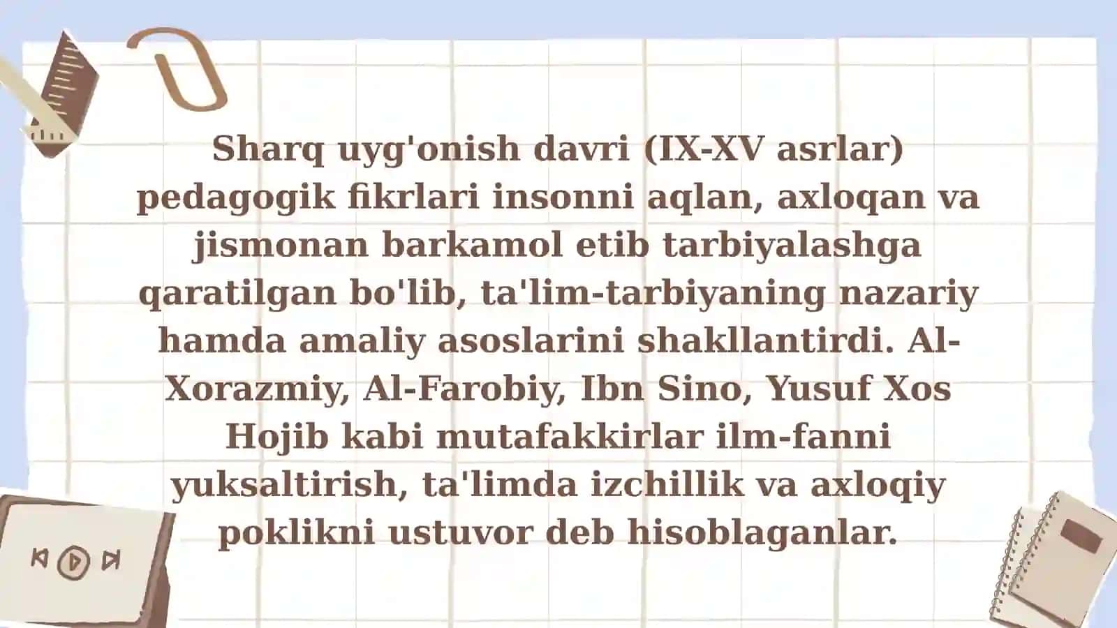 Sharq Uyg‘onish davrida pedagogik fikrlarning rivojlanishi 2
