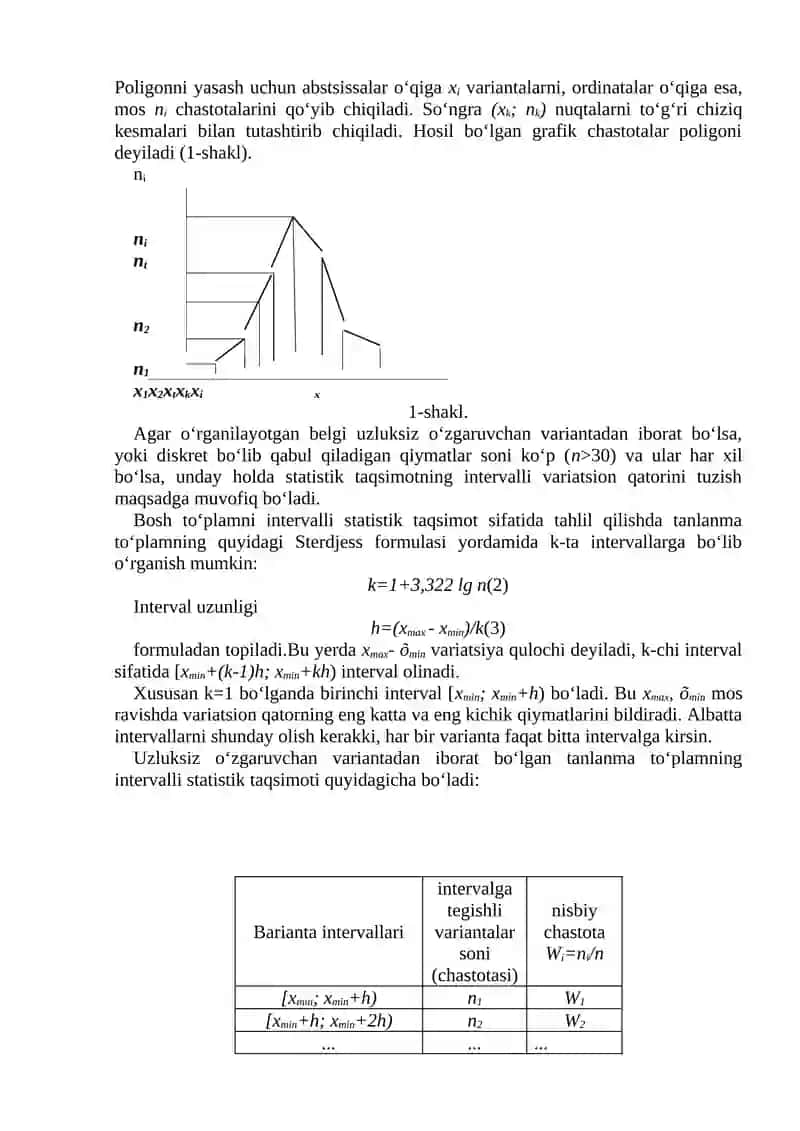Matematik statistika elementlariga doir misollar yechish. 2