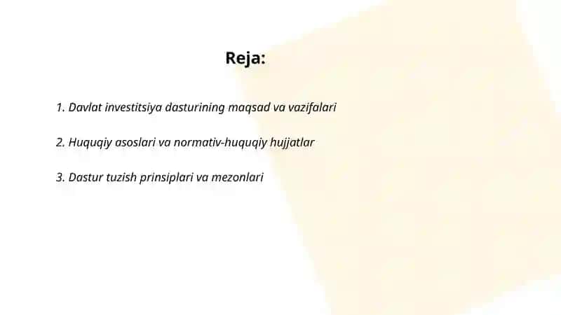 Davlat investitsiya dasturi 2