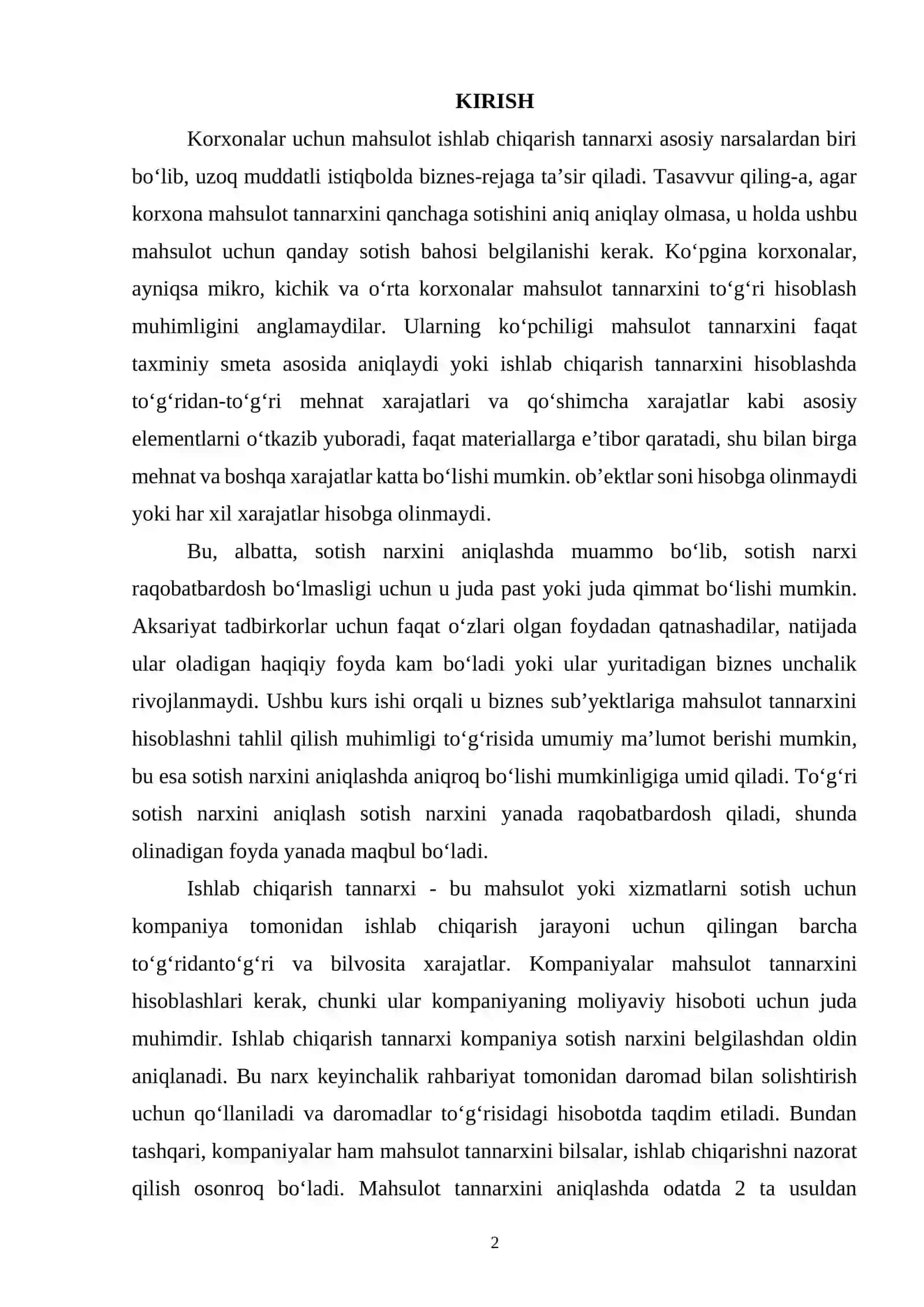 SOTISH XARAJATLARI TAHLILI 2
