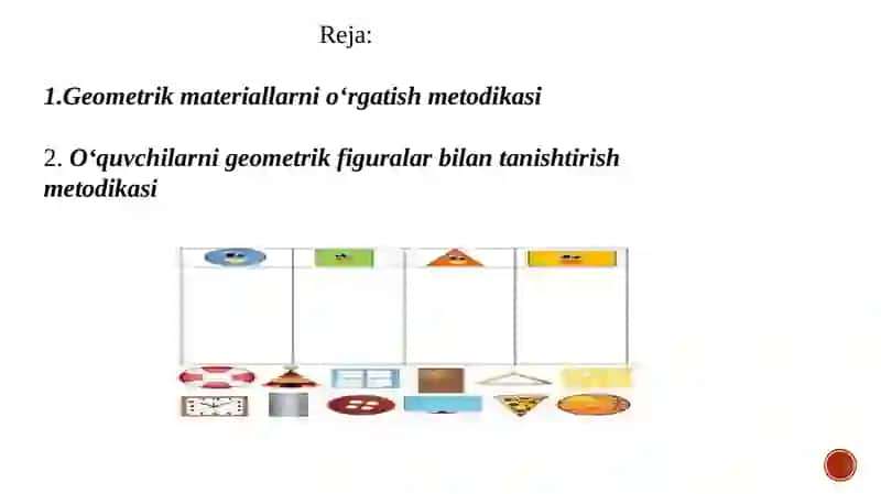 Geometrik materiallarni o'rganish metodikasi 2