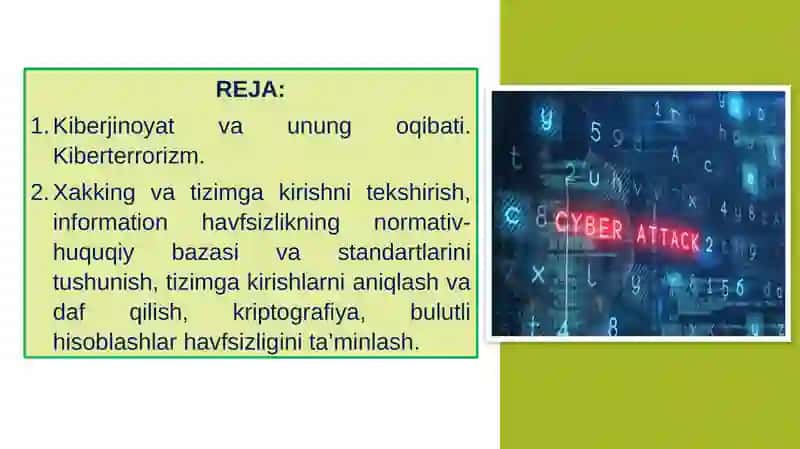 Kiberjinoyat va unungo qibati.Kiberterrorizm 2