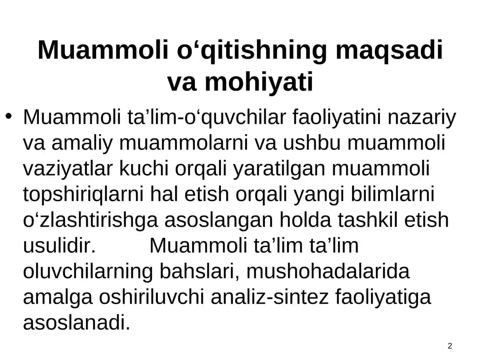 Muammoli o‘qitish texnologiyasi 2