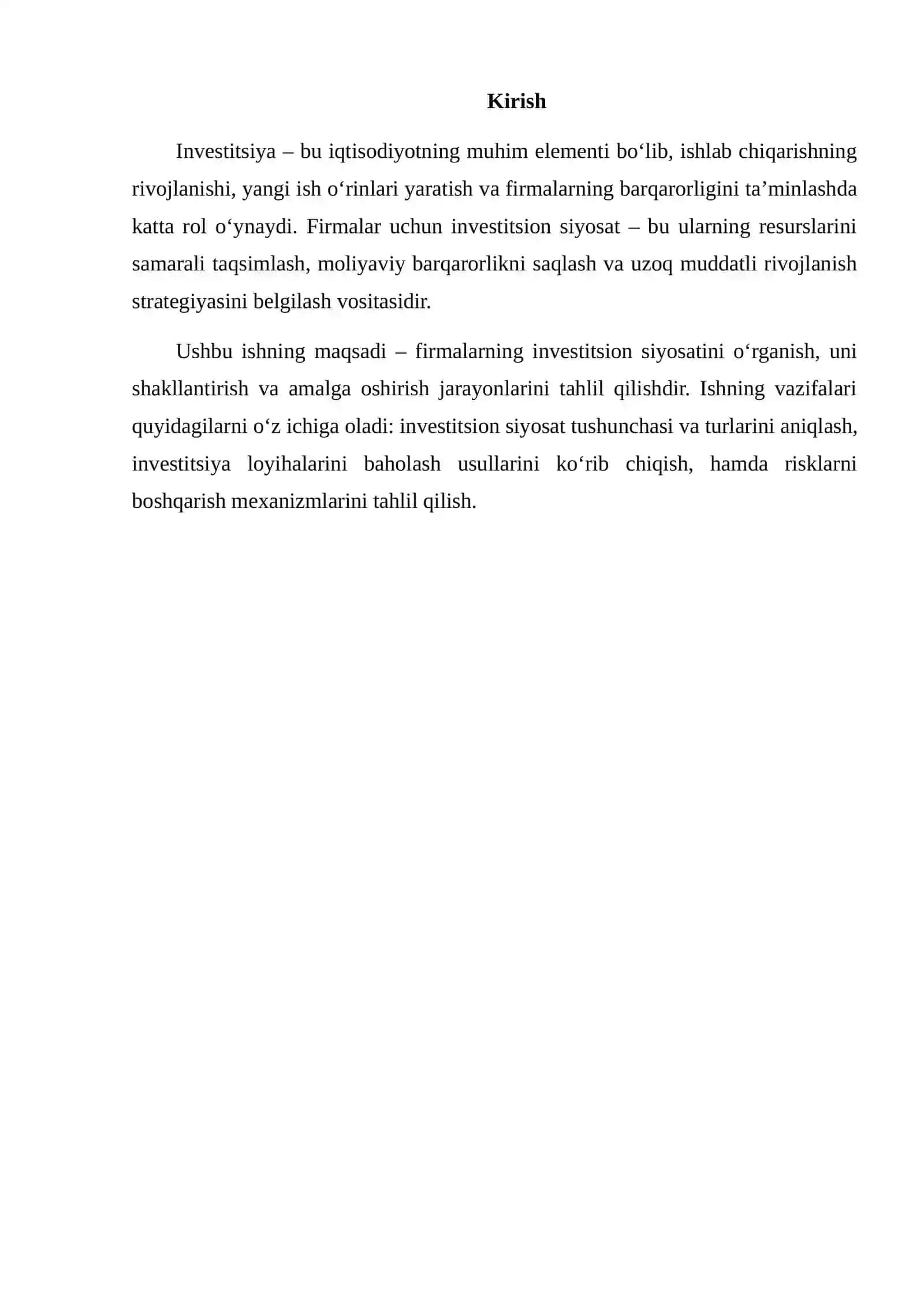 FIRMALARNING INVESTITSION SIYOSATI 2