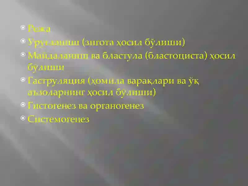ОДАМ ЭМБРИОГЕНЕЗИ ДАВРЛАРИ 2