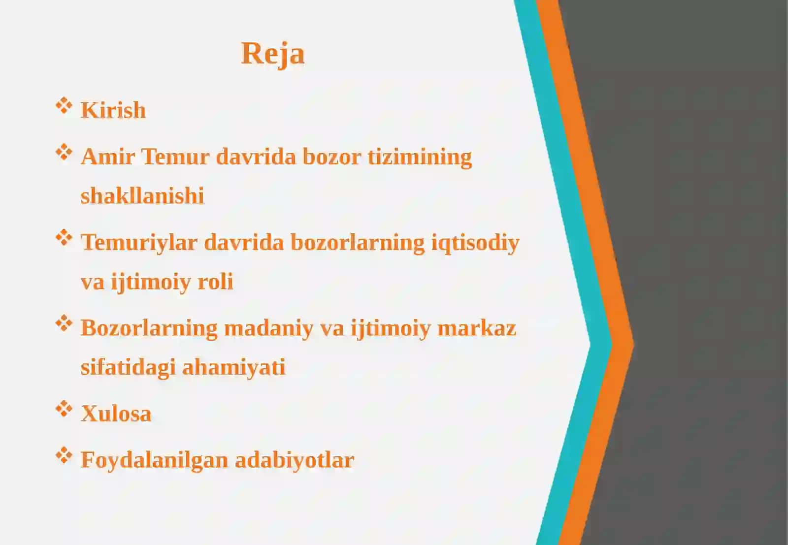 Amir Temur va Temuriylar davlatida bozorlar 2