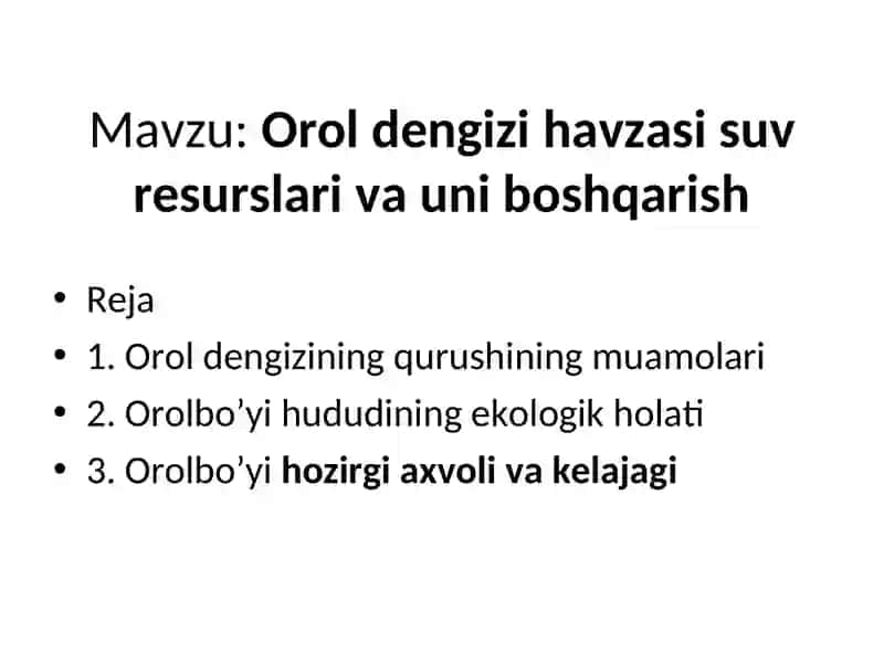 Orol Dengizihavzasi Suv Resurslari va Uni Boshqarish 2