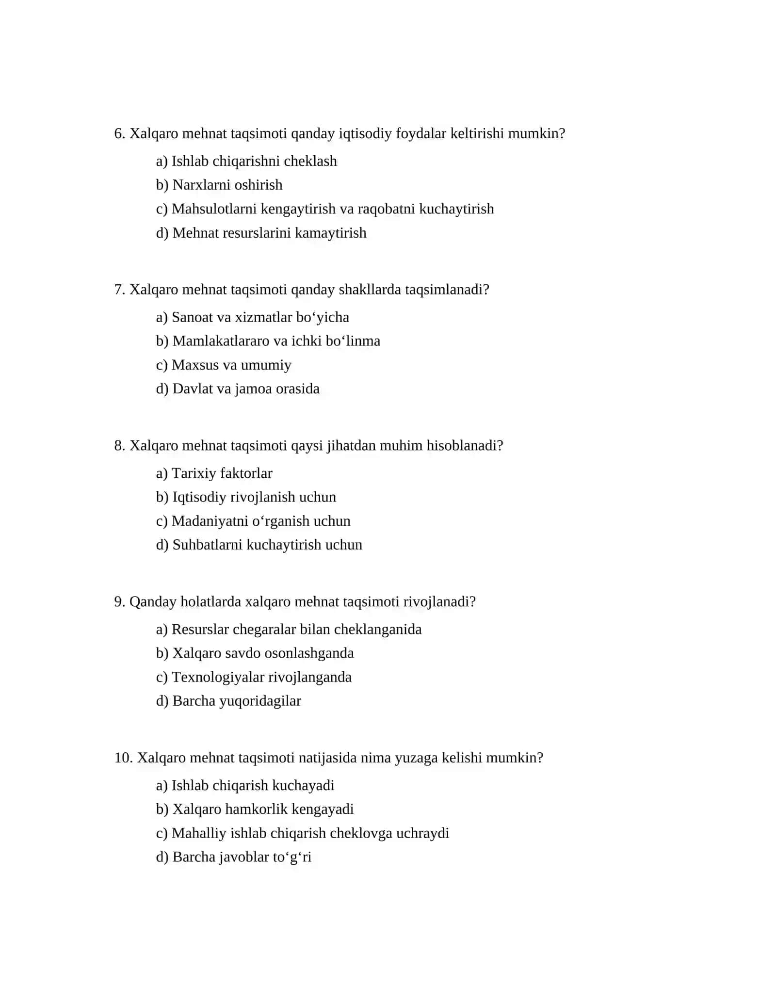 Xalqaro mehnat taqsimoti 2