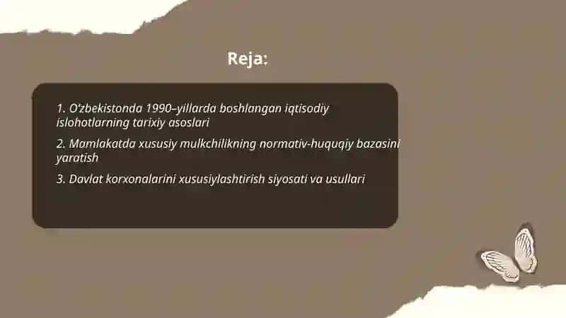 Iqtisodiy islohotlar 2
