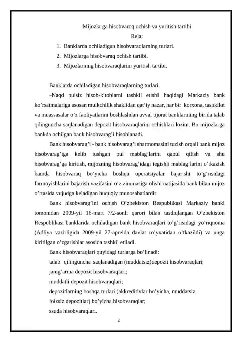 Bank hisobvarag’i ochish tartibi 2