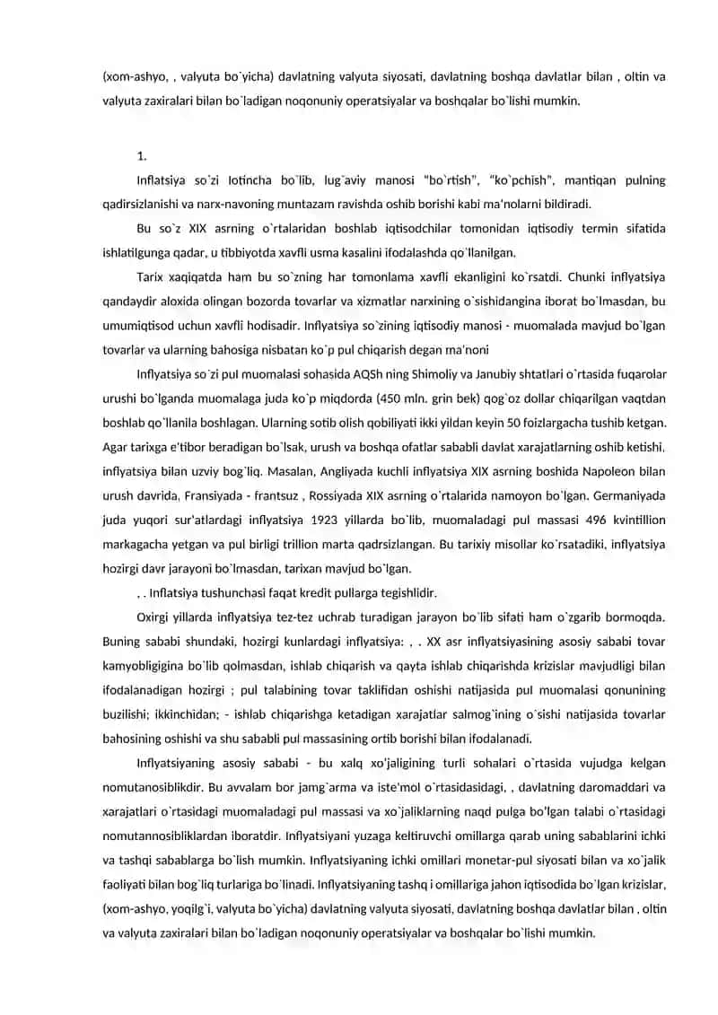 Inflyatsiyaning mohiyati va kelib chiqish sabablari 2
