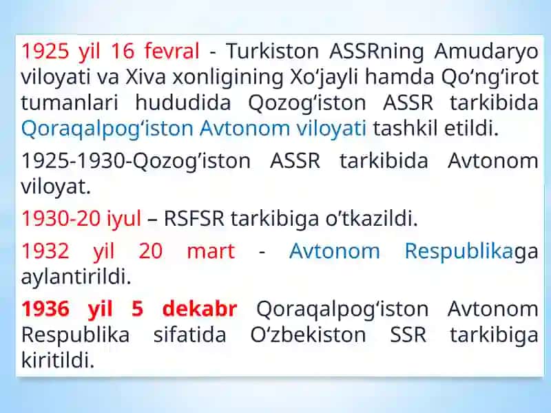MUSTAQILLIKYILLARIDA QORAQALPOG‘ISTON RESPUBLIKASI 2