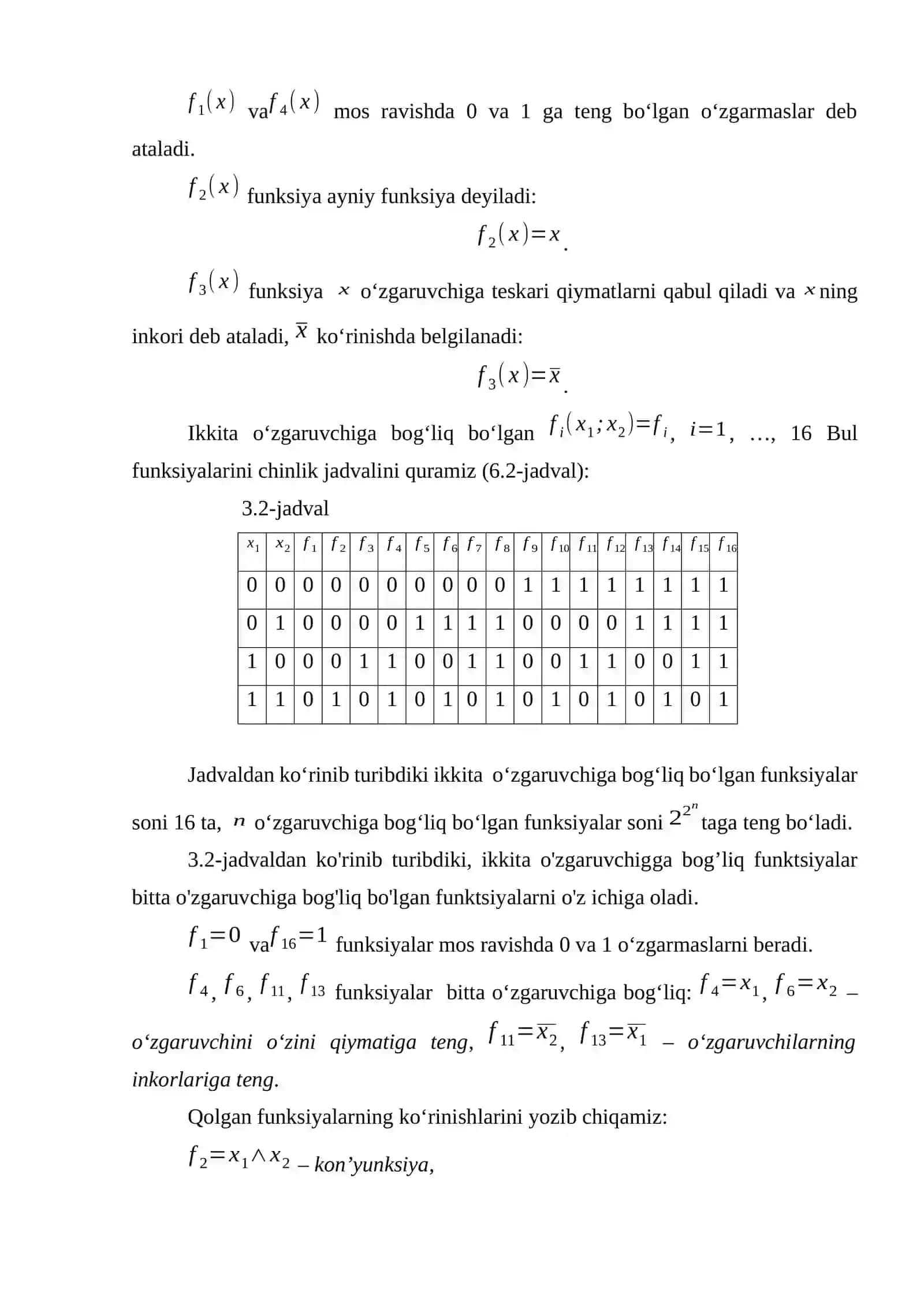 Chinlik jadvallarini tuzish 2