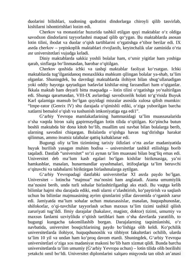 O'rta asrlar davrida Yevropa madaniyati 2