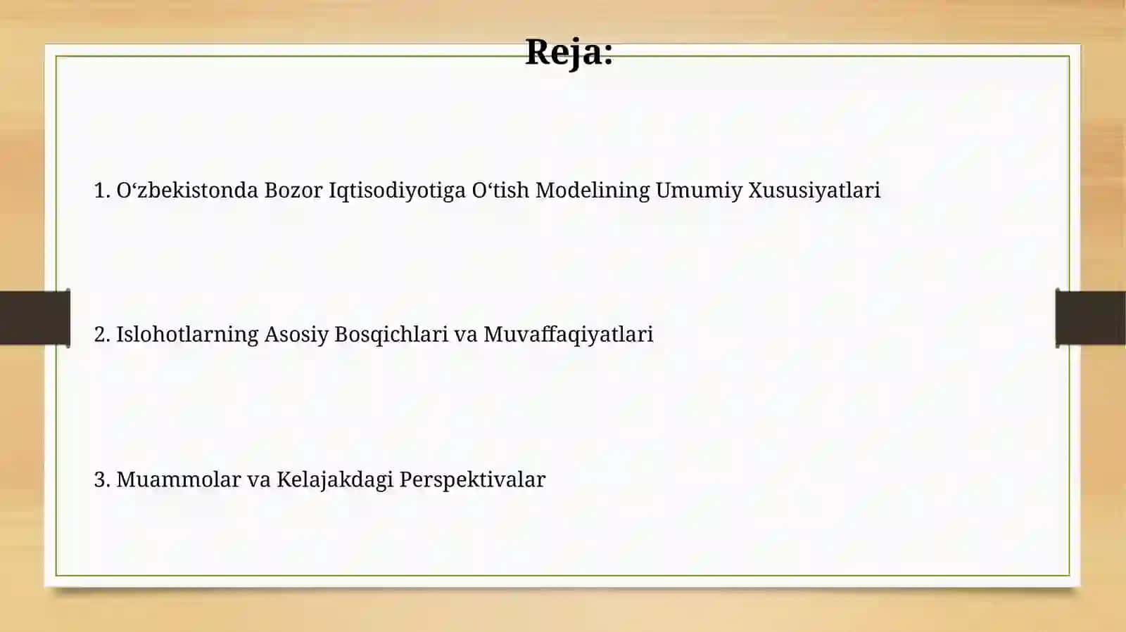 O'zbekistonda Bozor Iqtisodiyotiga O'tish Modeli 2