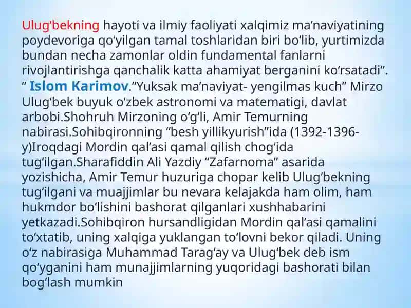 Mirzo Ulug'bekning jahon ilm-fani rivojida. 2