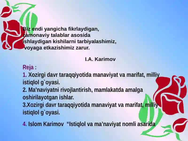 Istiqlol vama`naviyat 2