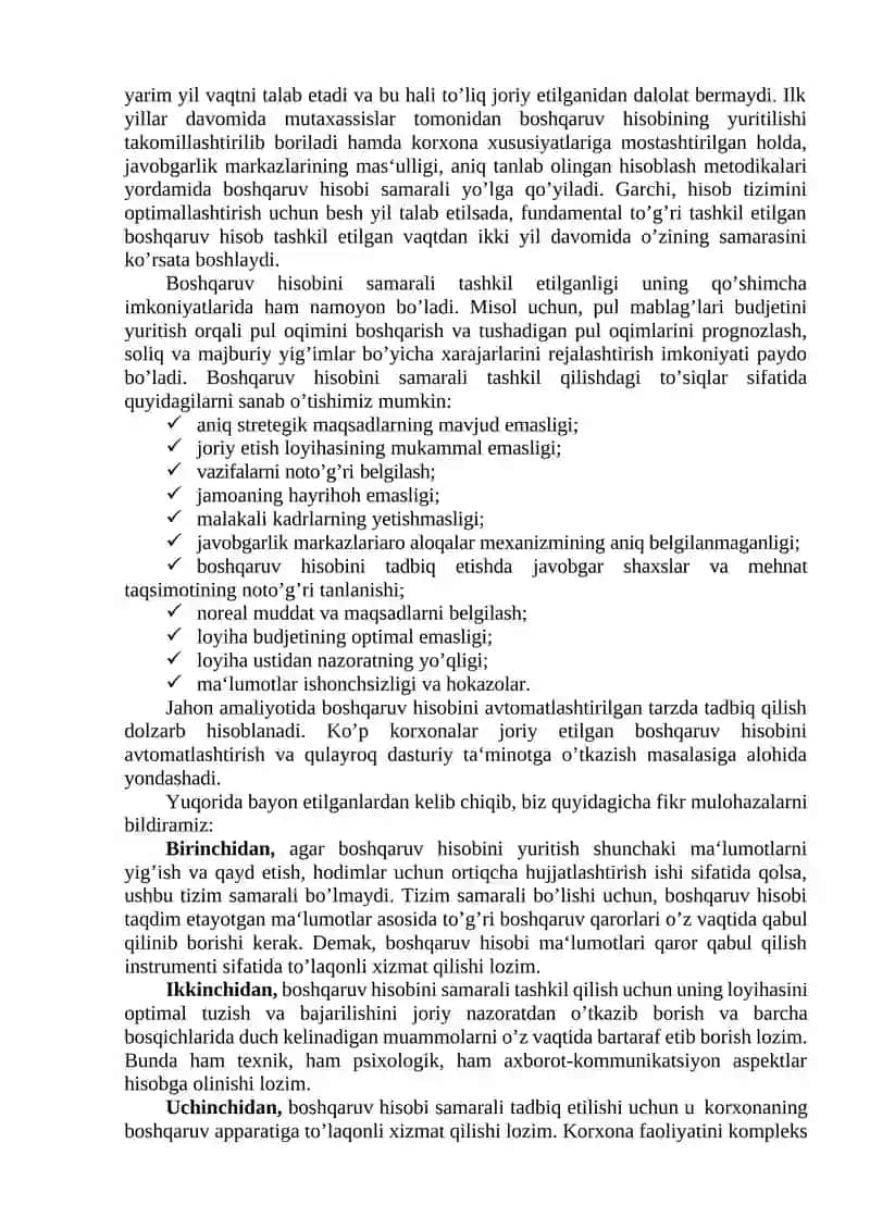 Boshqaruv hisobini tashkil qilish 2