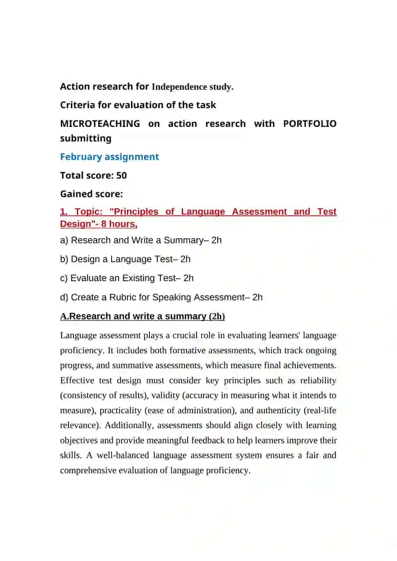 Principles of Language Assessment and Test Design 2
