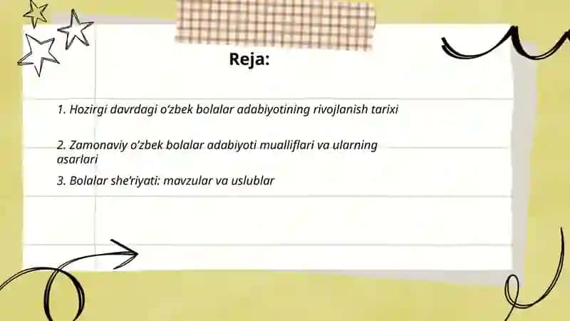 Hozirgi davrdagi o’zbek bolalar adabiyoti 2