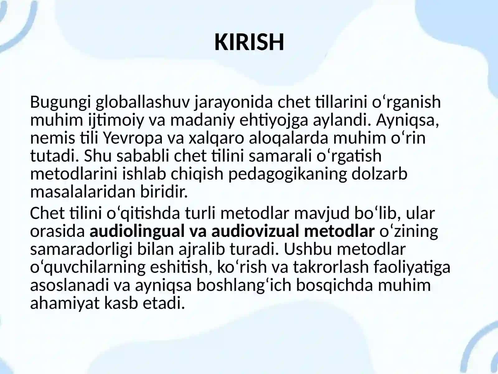 Chet tili ta‘limida audiolingual va audiovizual metodlar 2