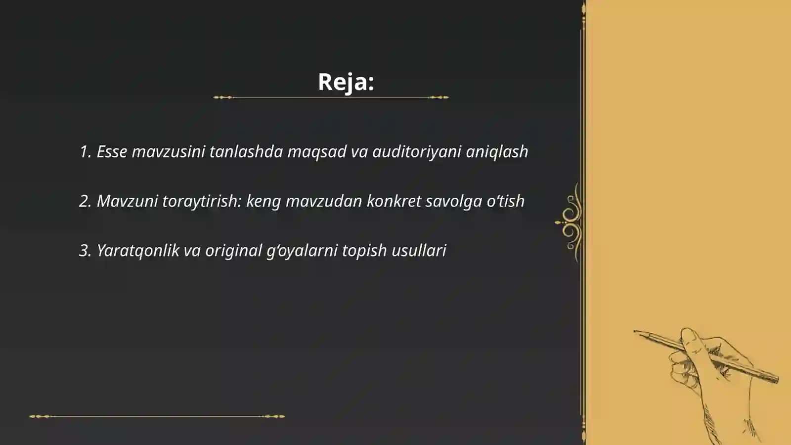 Esse uchun mavzun tanlash 2
