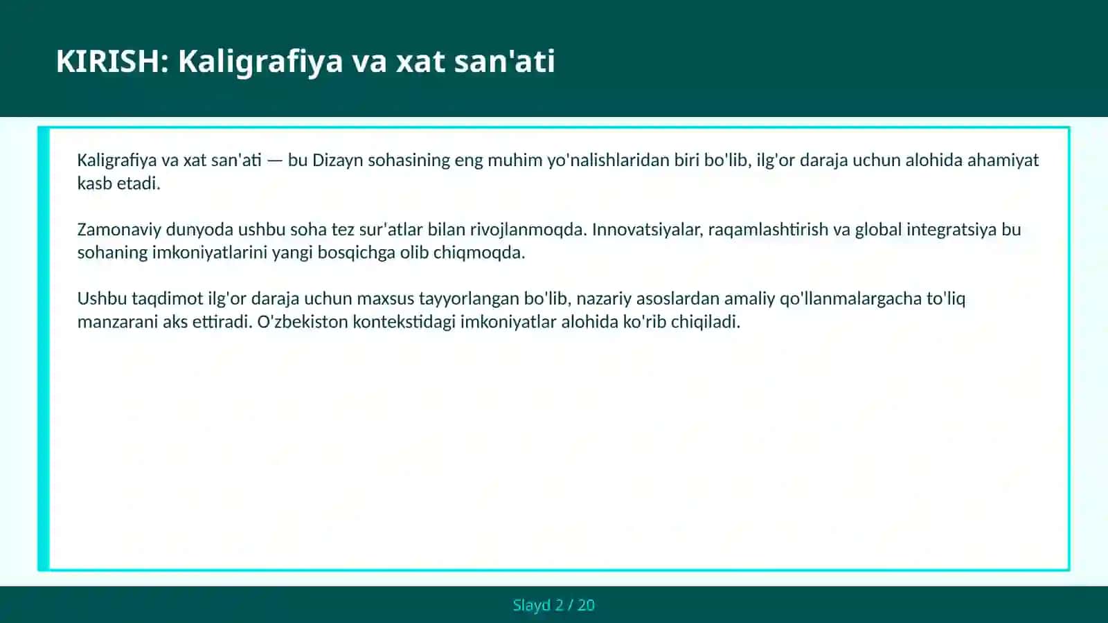 Kaligrafiya va xat san'ati 2