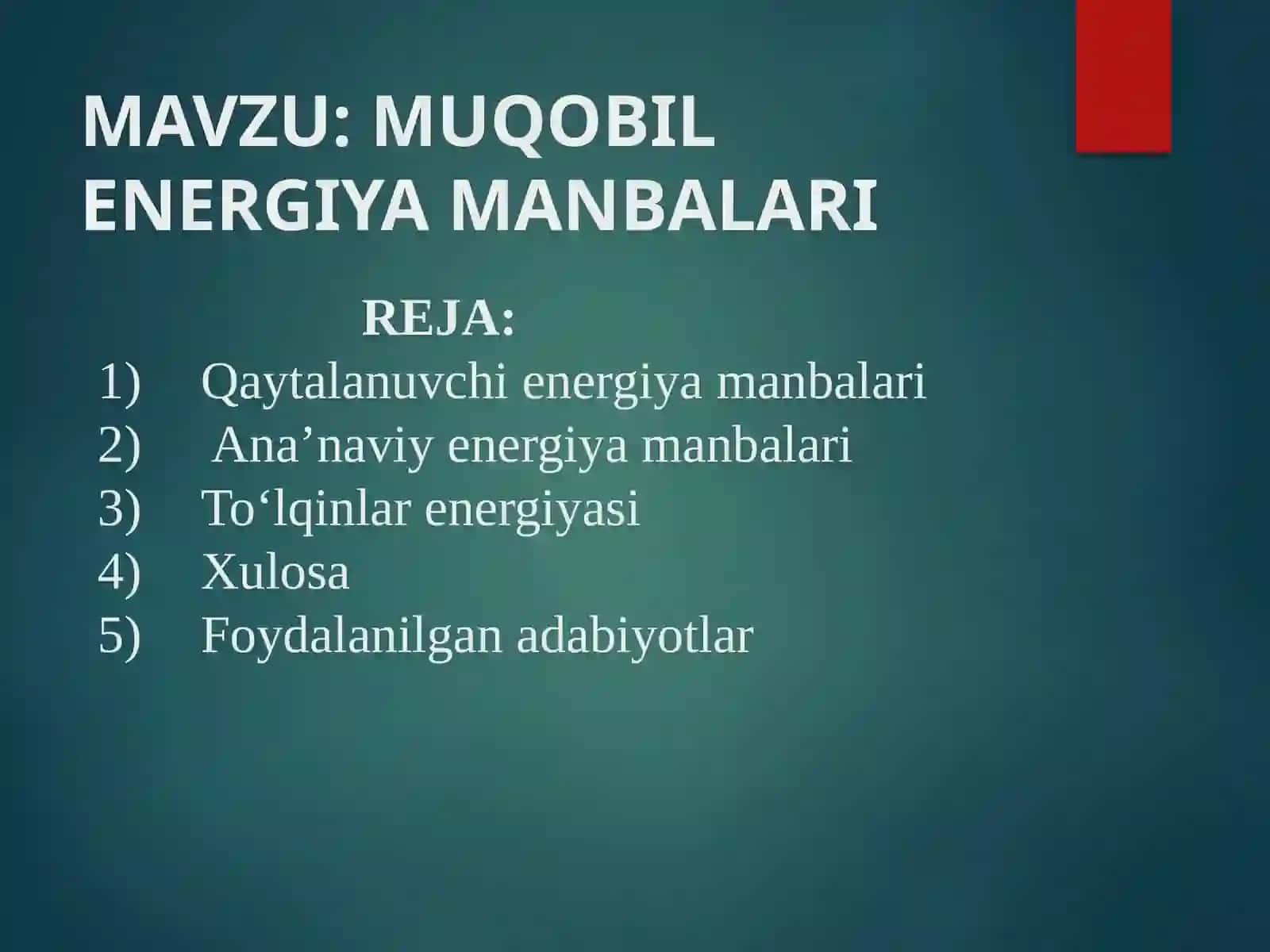 MUQOBIL ENERGIYA MANBALARI 2