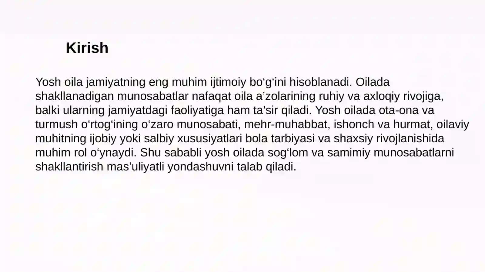 Yosh oilada uzar omonosabatlarning o‘ziga xosligi 2