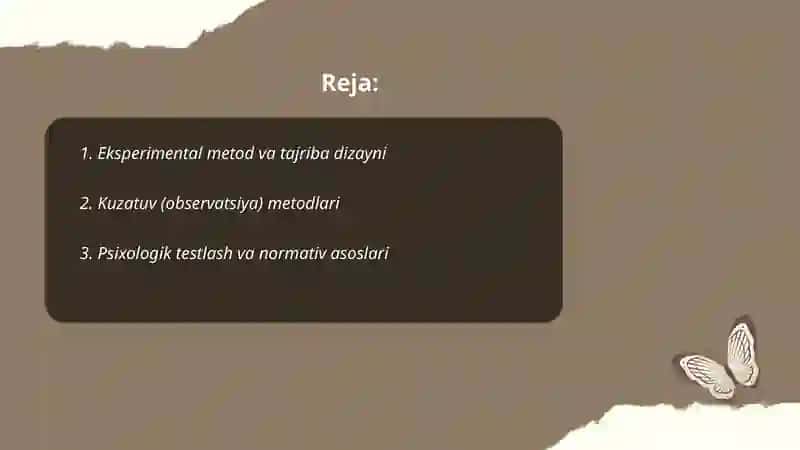Psixologiya fanining ilmiy tadqiqot metodlari 2