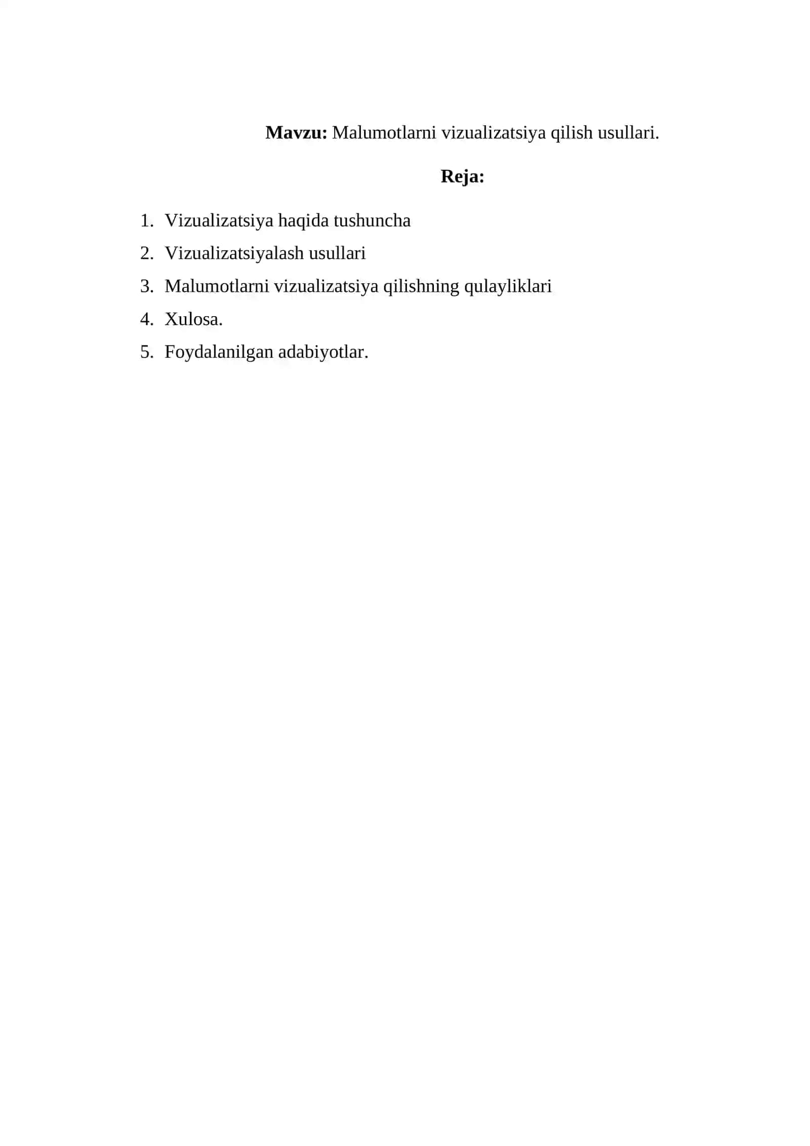 Malumotlarni vizualizatsiya qilish usullari 2