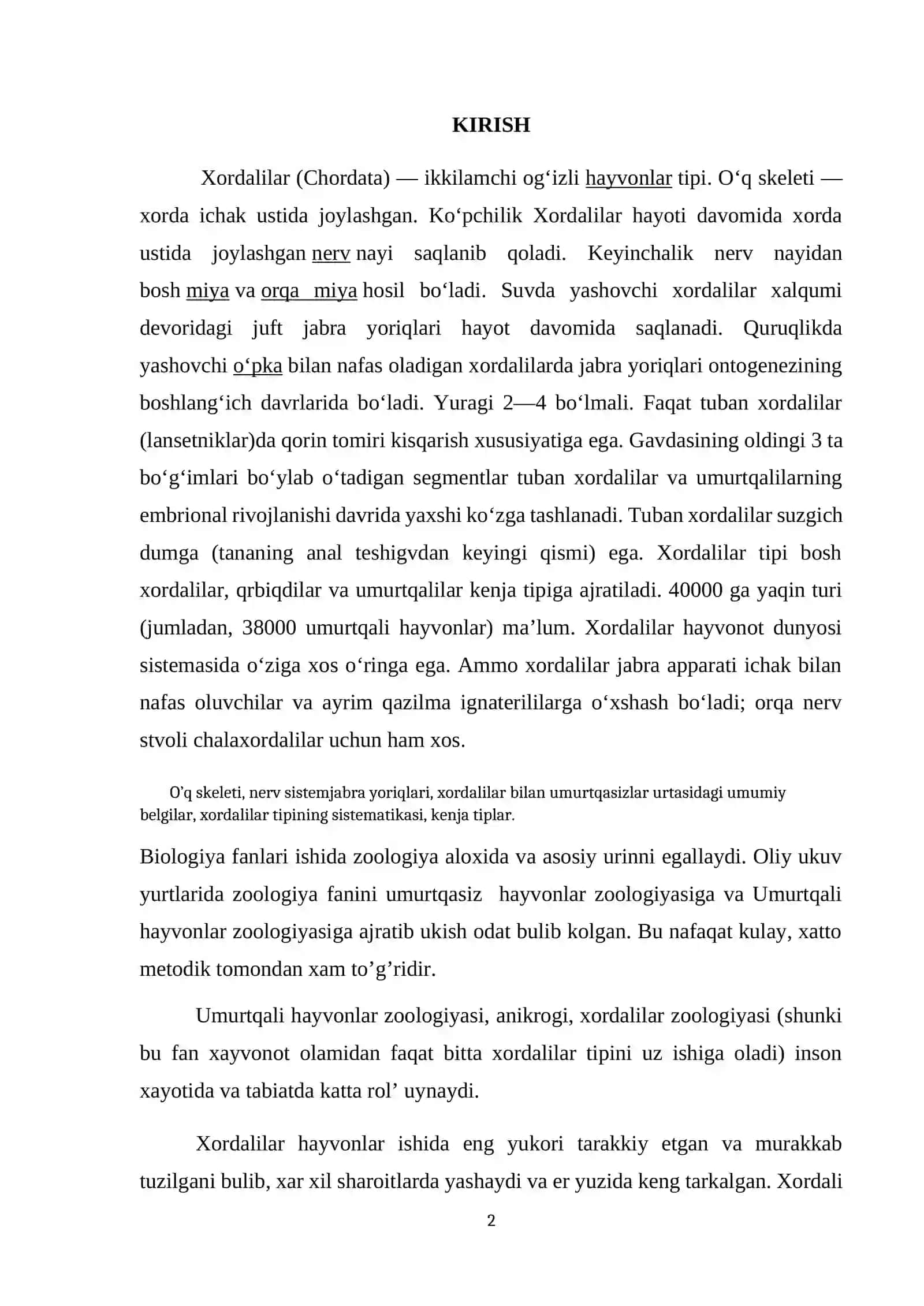 Xordali hayvonlar haqida tushuncha 2