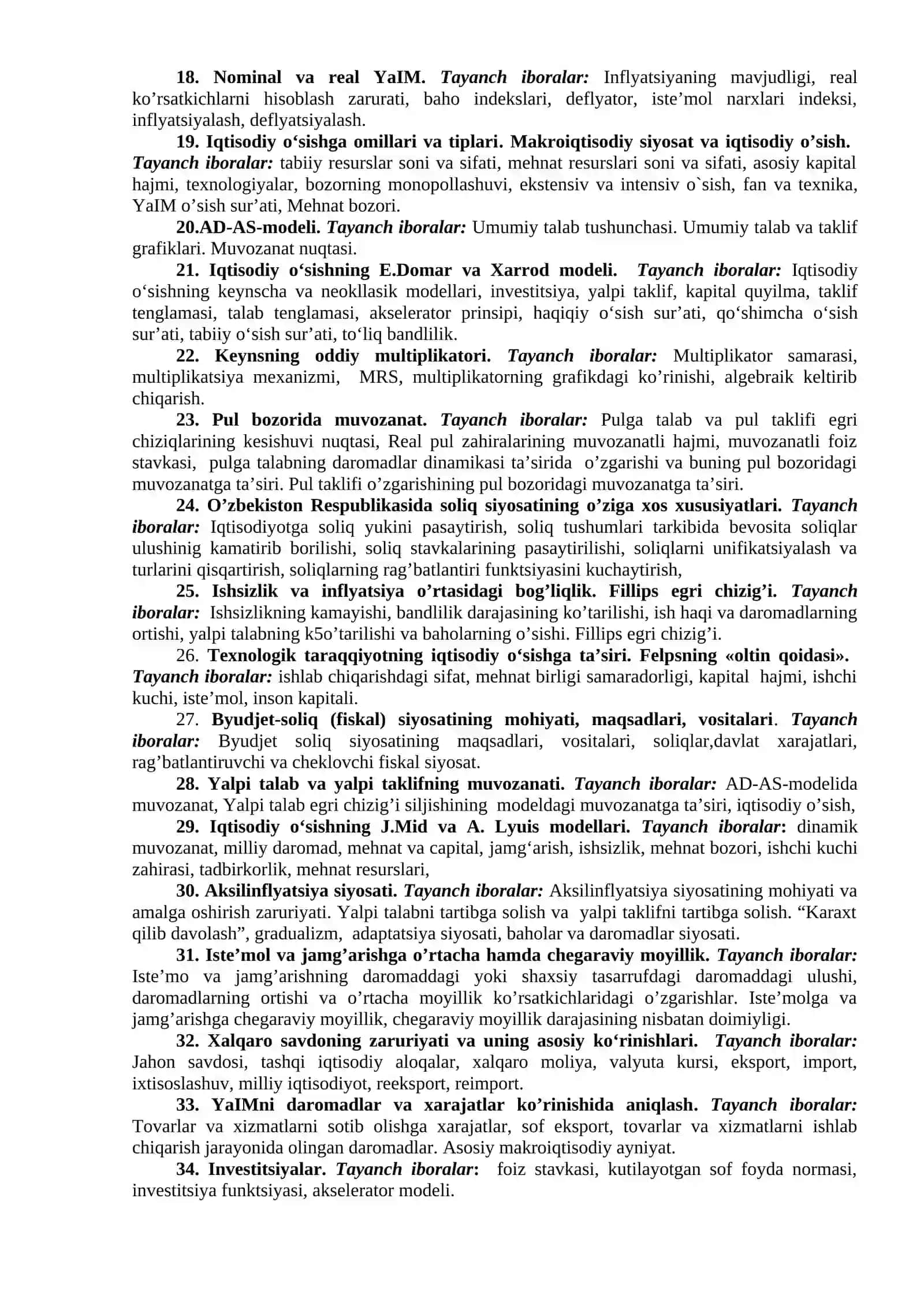 Makroiqtisodiyot fanidan savollar 2