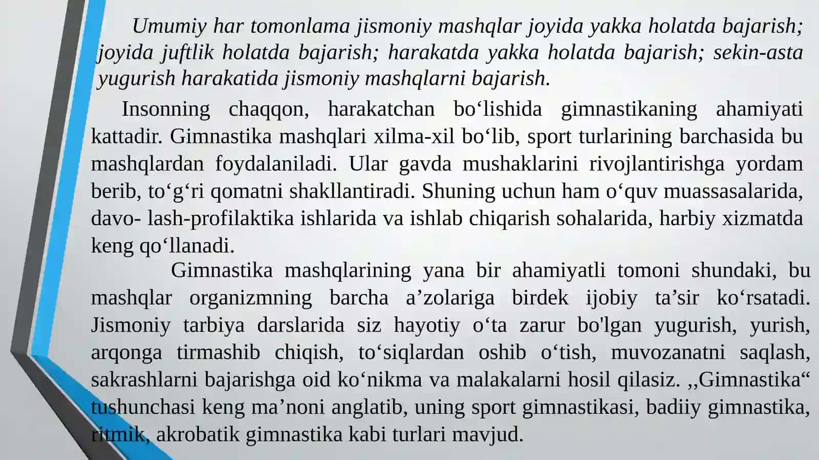 Umumiy jismoniy gimnastika mashqlari 2
