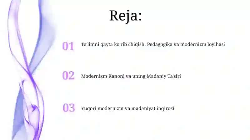 Pedagogika va modernizm loyihasi 2