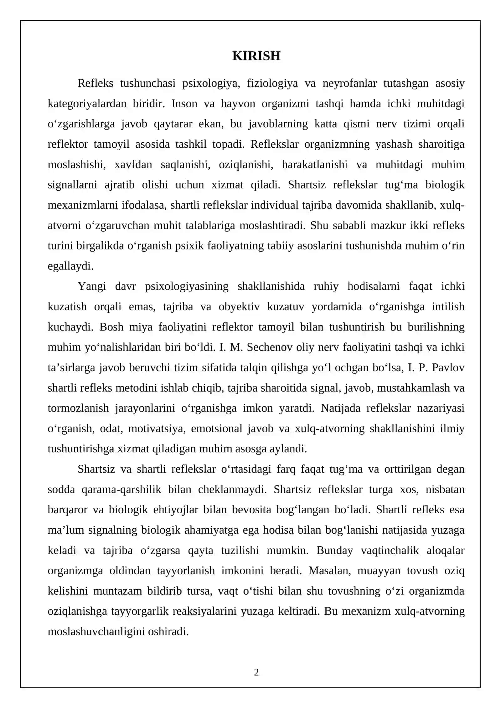 Shartsiz va shartli reflekslar 2