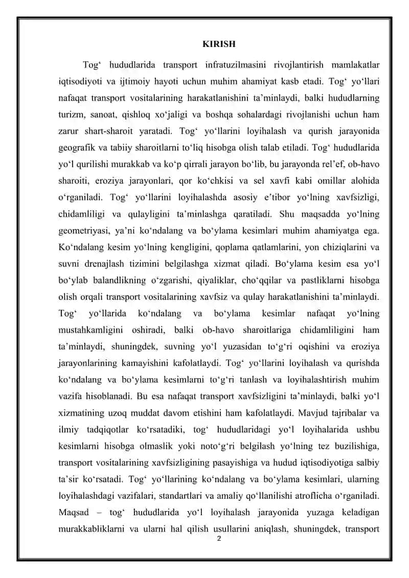 Tog' yo'llarining ko'ndalang va bo' ylama kesimlari 2