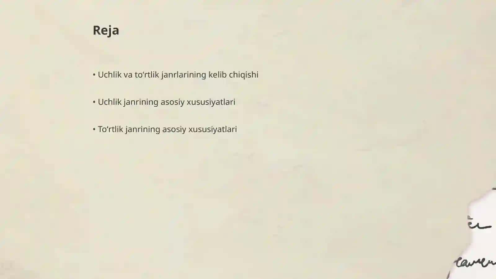 Uchlik va to'rtlik janrlari 2