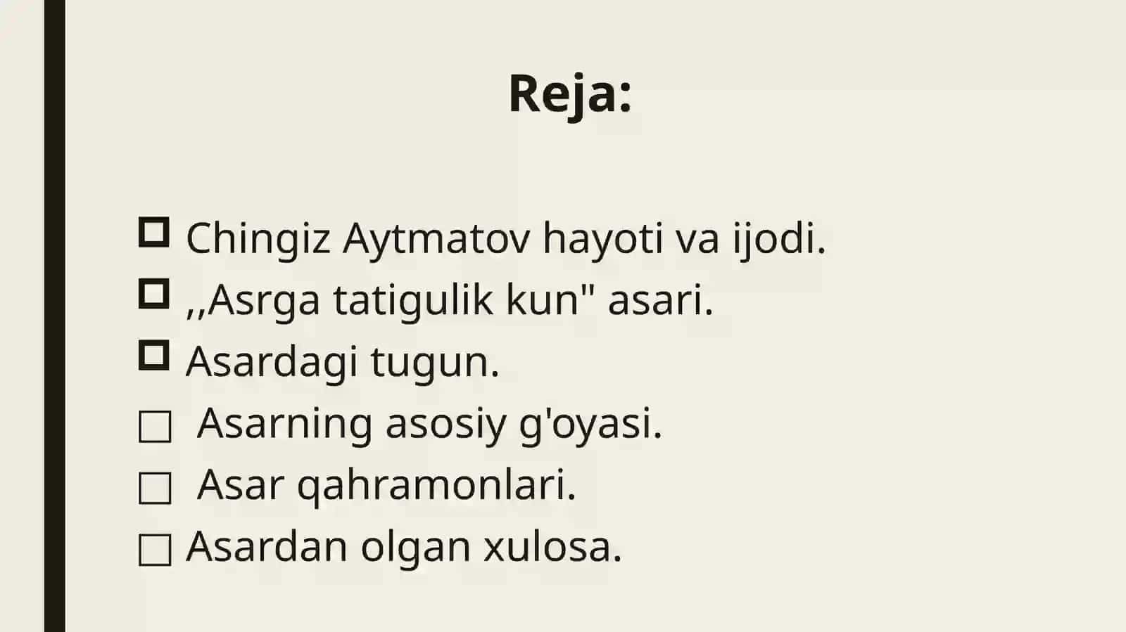 Chingiz Aytmatov hayoti va ijodi. 2
