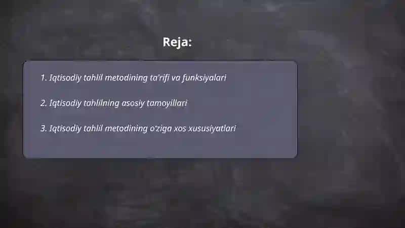 Iqtisodiy tahlil metodi 2
