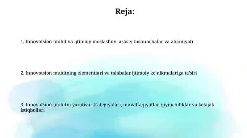 Innovatsion muhit va ijtimoiy moslashuv 2