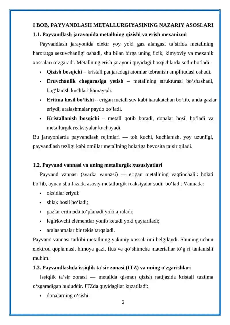 PAYVANDLASHDAGI METALLURGIK REAKSIYALAR 2